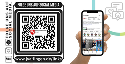 Bild zeigt ein QR Code zum Social Media Auftritt der JVA Lingen