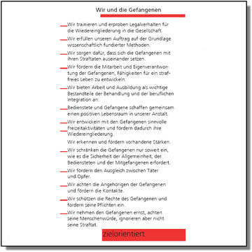 Foto von der vierten Seite des Leibildes mit dem Inhalt: Wir und die Gefangenen (nicht barrierefrei) zum Artikel über unser Leitbild. Suchsymbol Lupe